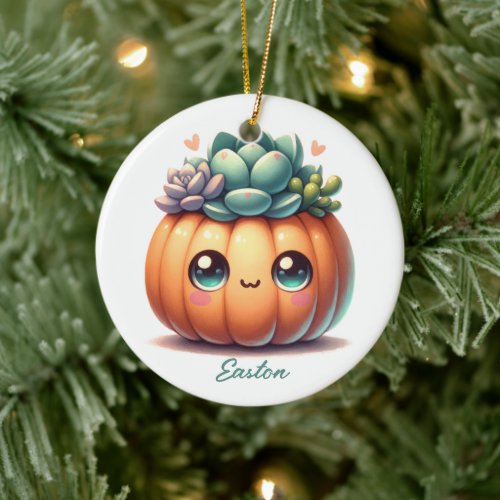 Cute Pumpkin Succulent Planter Ceramic Ornament