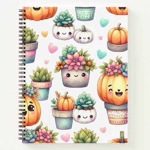 Cute Pumpkin Succulent Planter Pattern Notebook