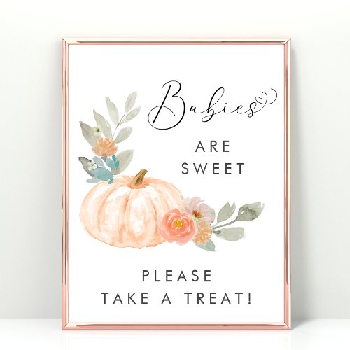 Cute Pumpkin Take a Treat Baby Shower Poster