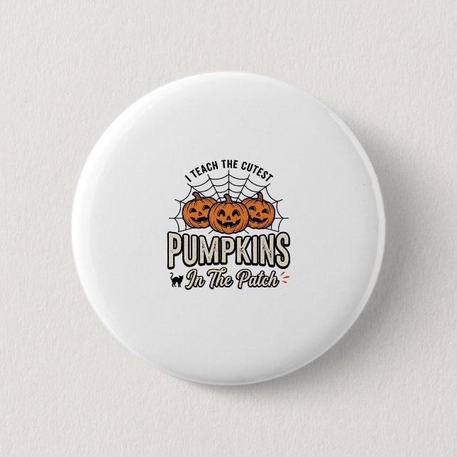 Cute Pumpkin Teacher Halloween Design_1 Button (Front)