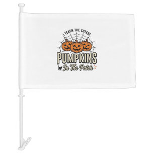 Cute Pumpkin Teacher Halloween Design_1 Car Flag