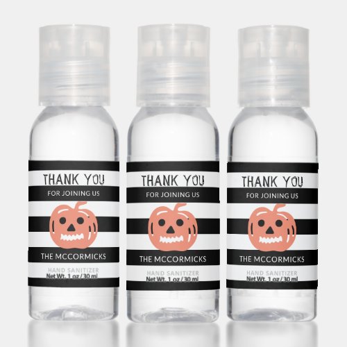 Cute Pumpkin Thank You Halloween Party Favor Hand Sanitizer