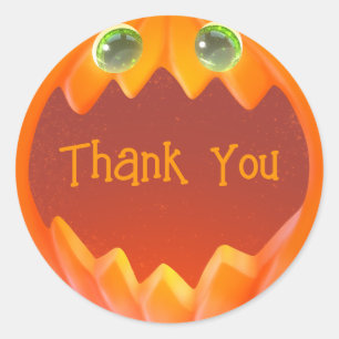 Cute Pumpkin Thank You Sticker Halloween Party