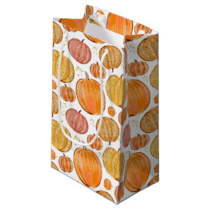 cute pumpkin tiled Fall Seasonal pattern party Small Gift Bag