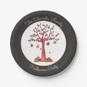 Cute Pumpkin Tree Party Paper Plate