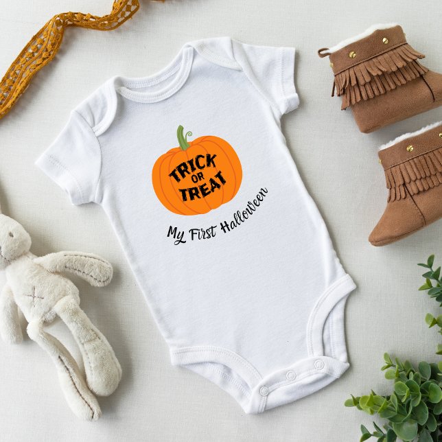 Cute Pumpkin Trick or Treat Baby Bodysuit (Creator Uploaded)