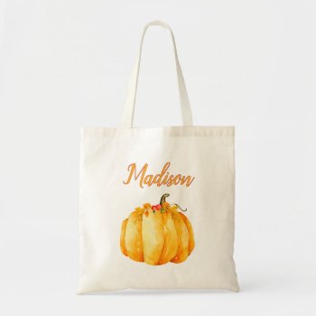 Cute Pumpkin Trick Or Treat Bag With Name by teeloft at Zazzle