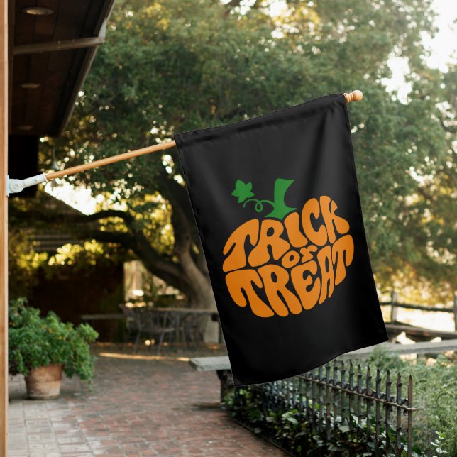 Cute Pumpkin Trick or Treat House Flag (In SItu)