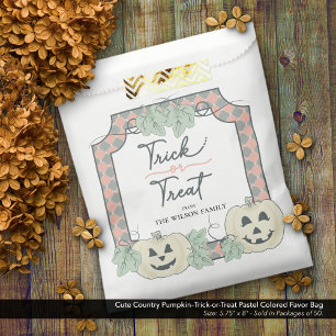 Cute Pumpkin–Trick-or-Treat Pastel Colored Name Favor Bag