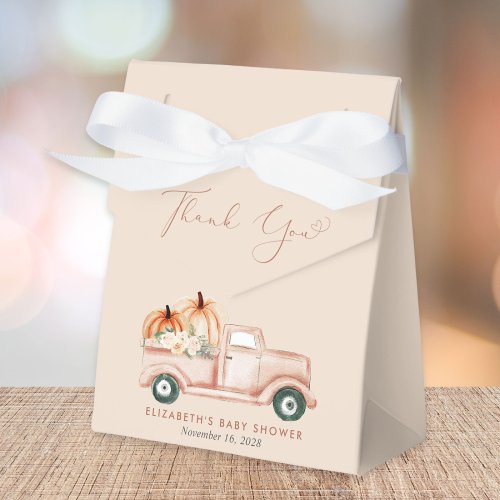 Cute Pumpkin Truck Baby Shower Thank You Favor Boxes