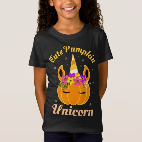 Cute Pumpkin Unicorn Kids Costume Trick or Treat H T_Shirt