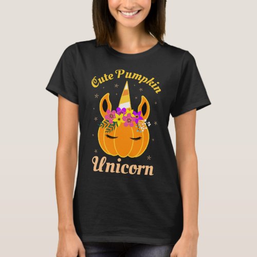 Cute Pumpkin Unicorn Kids Costume Trick or Treat H T_Shirt