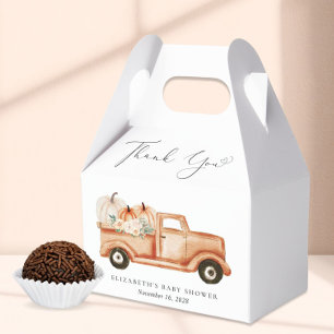 Cute Pumpkin Vintage Truck Baby Shower Thank You Favor Boxes