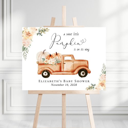 Cute Pumpkin Vintage Truck Baby Shower Welcome Foam Board