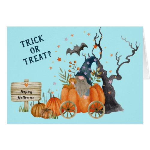 Cute Pumpkin Wagon Gnome Halloween Trick or Treat