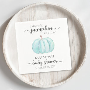 Cute Pumpkin Watercolor Baby Boy Shower Napkins