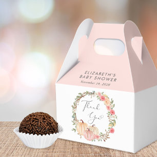 Cute Pumpkin Watercolor Baby Girl Shower Thank You Favor Boxes