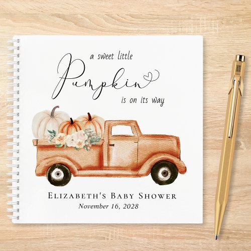 Cute Pumpkin Watercolor Baby Shower Guest Book