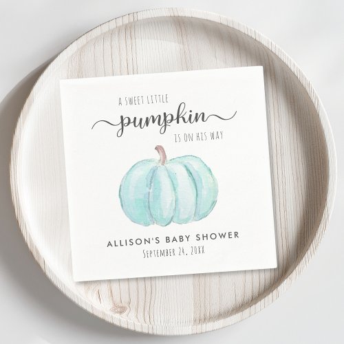 Cute Pumpkin Watercolor Boy Baby Shower Napkins