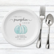 Cute Pumpkin Watercolor Boy Baby Shower Paper Plates