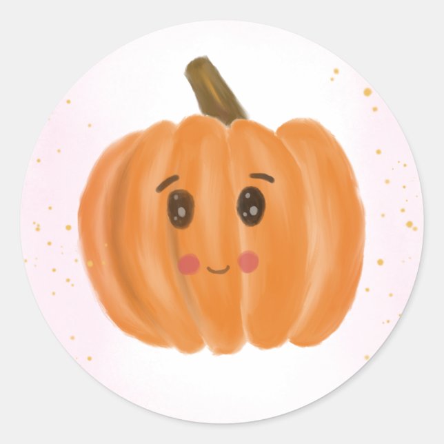 Cute Pumpkin Watercolour Sticker (Front)