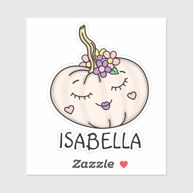 Cute Pumpkin with Name Personalized Sticker (Sheet)