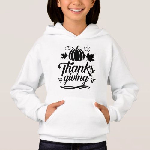 Cute Pumpkin with Text Thanksgiving Typography Hoodie