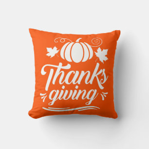Cute Pumpkin with Text Thanksgiving Typography  Throw Pillow