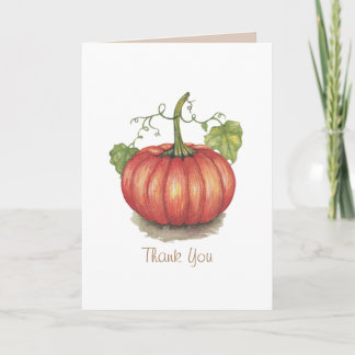 Cute Pumpkin With Vines In Watercolor Card