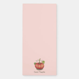 Cute Pumpkin With Vines In Watercolor Magnetic Notepad