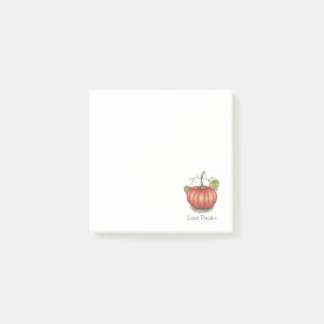 Cute Pumpkin With Vines In Watercolor Post-it Notes