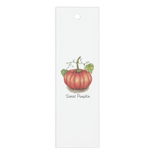 Cute Pumpkin With Vines In Watercolor Ruler