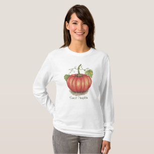 Cute Pumpkin With Vines In Watercolor T-Shirt