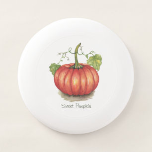 Cute Pumpkin With Vines In Watercolor Wham-O Frisbee