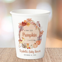 Cute Pumpkin Woodland Animals Baby Shower Paper Cups