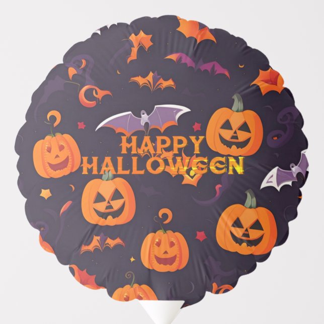 Cute Pumpkins And Bats Balloon (Front)