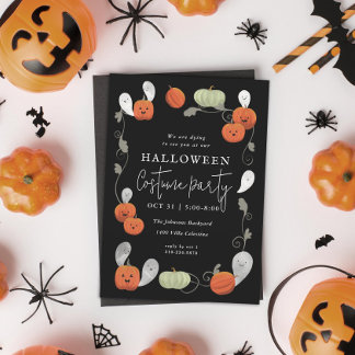 Cute Pumpkins and Ghosts Halloween Party Invitation