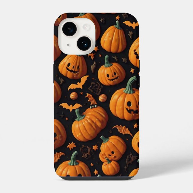 Cute Pumpkins & Candy Iphone Case (Back)