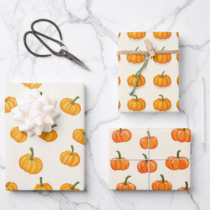 Cute Pumpkins Fall Harvest Wrapping Paper Sheets
