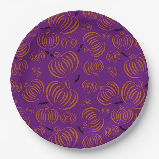 Cute Pumpkins Paper Plate (Front)