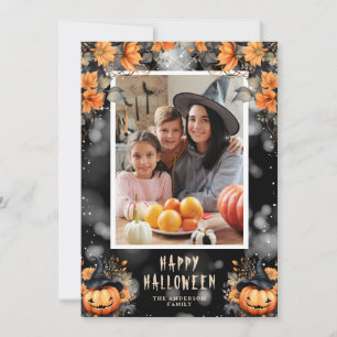 Cute Pumpkins Photo Happy Halloween Card