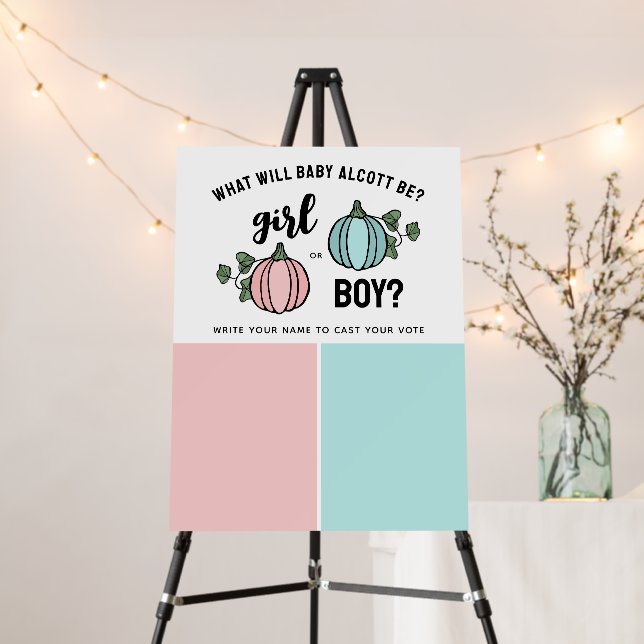 Cute Pumpkins Vote Girl or Boy Gender Reveal Foam Board (In Situ (Stand))