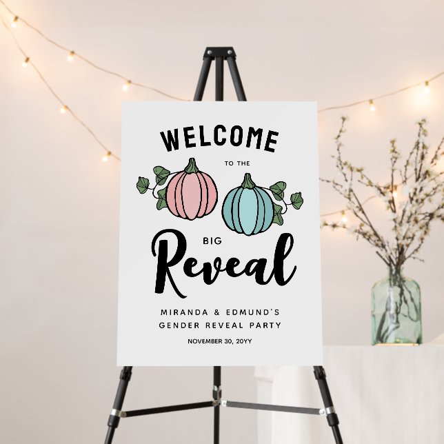 Cute Pumpkins Welcome to the Big Gender Reveal Foam Board (In Situ (Stand))