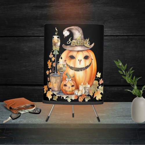 Cute Pumpkins with Bows Candles and Lashes Tripod Lamp