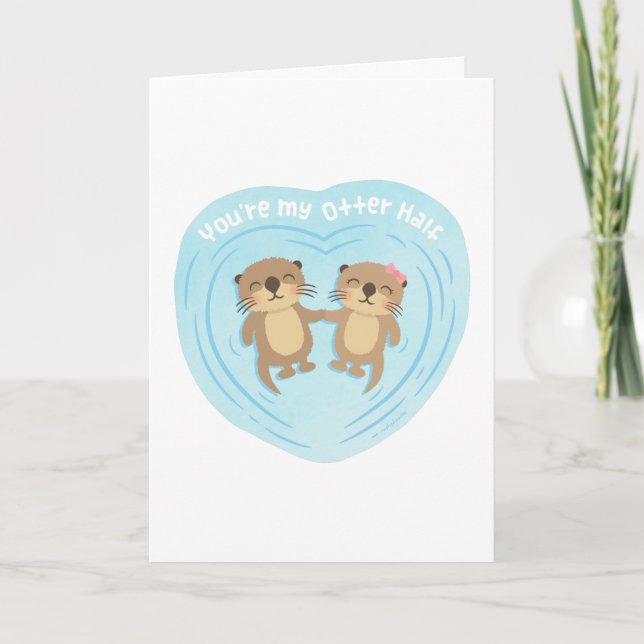 Cute Pun Humor You Are my Otter Half Holiday Card (Front)