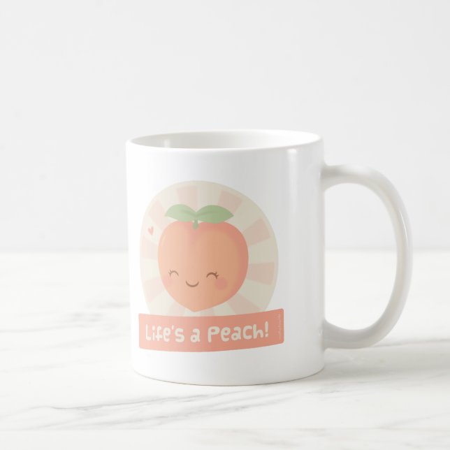 Cute Pun Life is a Peach Food Humor Mug (Right)