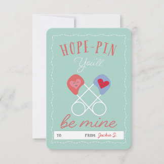 Cute pun Safety pin Be Mine Classroom Valentine Invitation