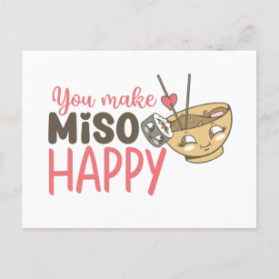 Cute Pun You Make Miso Happy Funny Valentine's Day Postcard