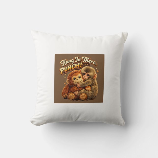 Cute Punch Monkey Throw Pillow (Front)