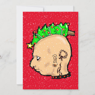 CUTE PUNK CHRISTMAS red Holiday Card